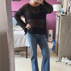 POL NWOT Black Crochet Sweater